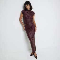 River Island Womens Red Coated Midi Skirt