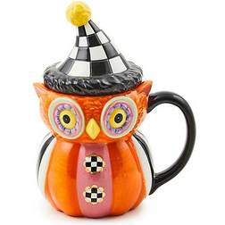 Mackenzie-Childs Trick or Treat Owl Lidded Mug