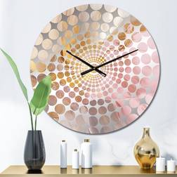 Design Art Exquisite Symphony Abstract Pink And Gold Pastel Wall Clock 36"