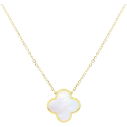 The Lovery Single Clover Necklace - Gold/White