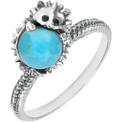 C. W. Sellors Tiny Hedgehog Ring - Silver/Turquoise