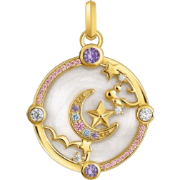 Thomas Sabo Crescent Moon Necklace Pendant - Gold/Multicolour