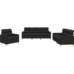 vidaXL 3201540 Black Sofa 198cm 3Stk.