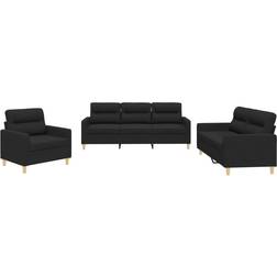 vidaXL 3201540 Black Sofa 198cm 3stk
