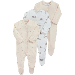 Mamas & Papas Baby's Bunny Floral Sleepsuits Set 3-pack - Pink