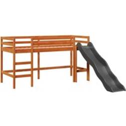 vidaXL Loftsäng Utan Madrass Vaxbrun 90x190 cm