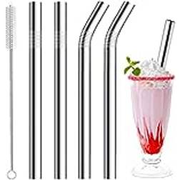 Vinaco Milkshake Straws 10mm Wide Straws 4 Pack Bar Spoon