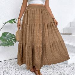 Shein Plus Solid Color Pleated Simple ALine Skirt Casual Daily Wear