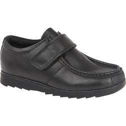 Roamers Boy's Leather One Bar School Shoes - Black