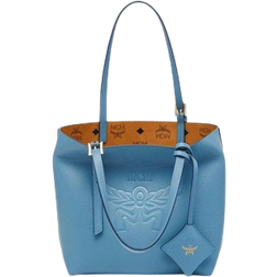 MCM Mini Himmel Shopper in Embossed Logo - Blue/Blue Heaven