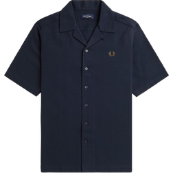 Fred Perry Piqué Texture Revere Collar Shirt - Navy