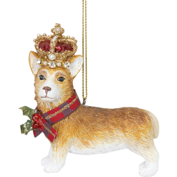 Gisela Graham Corgi with Crown Multicolour Christmas Tree Ornament 8cm