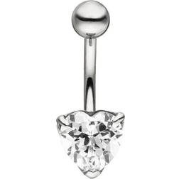 Jobo Belly Button Heart Piercing - Silver/Transparent