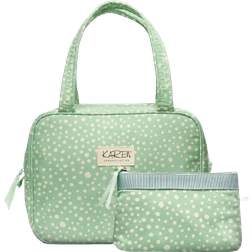 Karen Toiletry Bag Set - Green/White Print