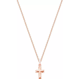 Tiny Blessings Beautifully Beveled Cross Necklace - Rose Gold