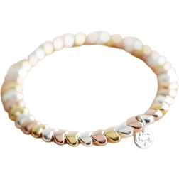 Lisa Angel Beaded Hearts Bracelet - Gold/Rose Gold/Silver