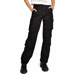 Women's Juniors High Rise Skater Cargo Pants - Black