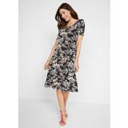 Bonprix A-Line Jersey Dress Black Floral