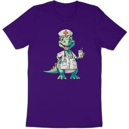 Girl's Funny Dinosaur Registered Pediatric Nurse T-shirt - Purple