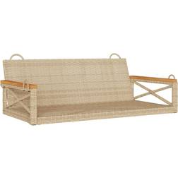 vidaXL Gungbänk Beige 109x62x40 cm Konstrotting