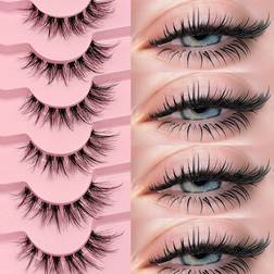 Shein Asiteo Pairs False Eyelashes Transparent Stem Natural Lashes Wispy Cat Eye Lashes Extension Strip Eyelashes