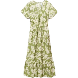 Mango Printed Cut Out Detail Dress - Green