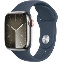 Apple Watch Series 9, Stainless Steel, 41mm, GPS + Cellular, Sport Band