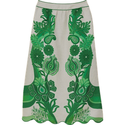 Farm Rio Festival Euroflax Midi Skirt - Green