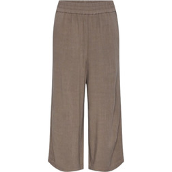 Pieces Vinsty Hair Blend Culotte Pants - Fossil