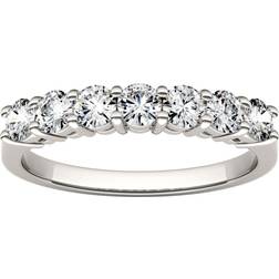 Charles & Colvard Round Wedding Band Ring 14k - White Gold/Moissanite