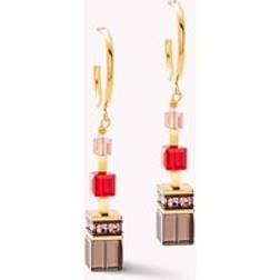 Coeur de Lion LUXE GEOCUBE Earrings Gold Red & Smoky Quartz For Women gold/red
