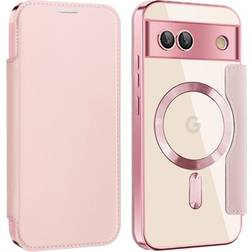 MTP Products Google Pixel 8a Flikfodral med kortplats MagSafe-kompatibel Rosa