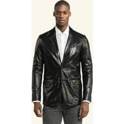 Classic Black Leather Blazer