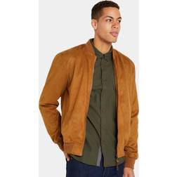 Classic Brown Suede Leather Bomber Jacket