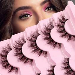Shein Pairs Lashes With Clear Band Lashes Natural Look Wispy Silky Lashes Fake Eyelashes For Daily Wear