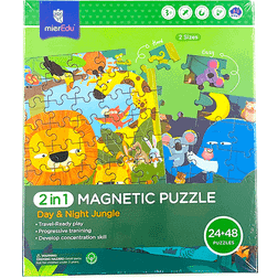 MeirEdu 2 in 1 Magnetic Puzzle Day & Night Jungle 72 Pieces