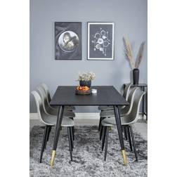 Venture Home Dipp Black/Gold/Grey Dining Set 90x180cm 7pcs