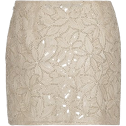 ROTATE Birger Christensen Sequin Mini Skirt - Creme