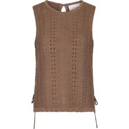 Neo Noir Aritza Crochet Knit Top - Dusty Brown