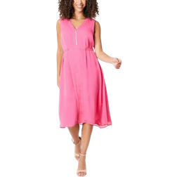 Wallis Chiffon Zip Tab Side High Low Midi Dress - Pink