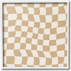 Stupell Industries Wavy Checkered Pattern Giclee by Carrie Cantwell White Framed Art 24x24"