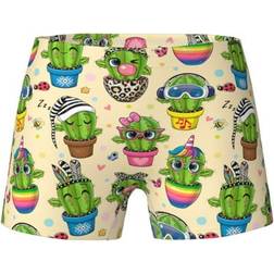 Qekee Kid's Cute Cartoon Cactus Print Underwear - White