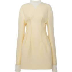 JW Anderson Textured Long Sleeve Hourglass Dress - Pale Yellow