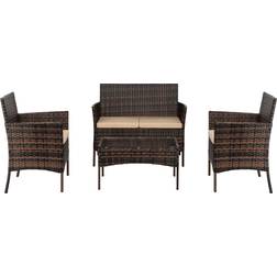 FCH FCH Gartenmöbel Polyrattan Gartengarnitur Sofa & 2 Stühle - Braun Lounge-Set