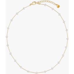 Orelia Stationed Chain Necklace - Gold/Pearls
