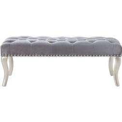 Roundhill Furniture Maxem Tufted Gray Settee Bench 48x18"