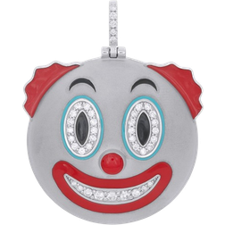 JFL Clown Face Emoji Pendant - White Gold/Diamonds/Multicolour