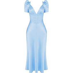 House of CB Rafaela Pure Silk & Lace Dress - Soft Blue