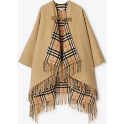 Burberry Check Wool Cape Sand