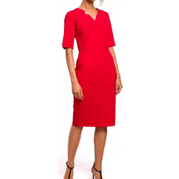 Moe Delicate & Elegant Pencil Dress - Red